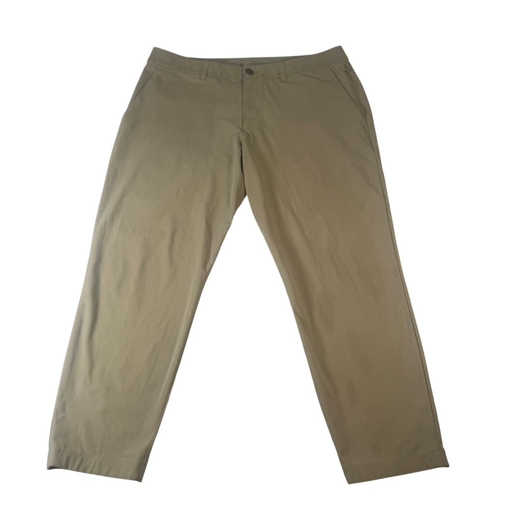 Lululemon Commission Slim Fit Pant Mens 34x25 Khaki Warpstreme Chino Golf Office